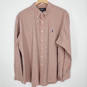 Ralph Lauren Custom Fit Plaid Button-Down Shirt XXL Orange.